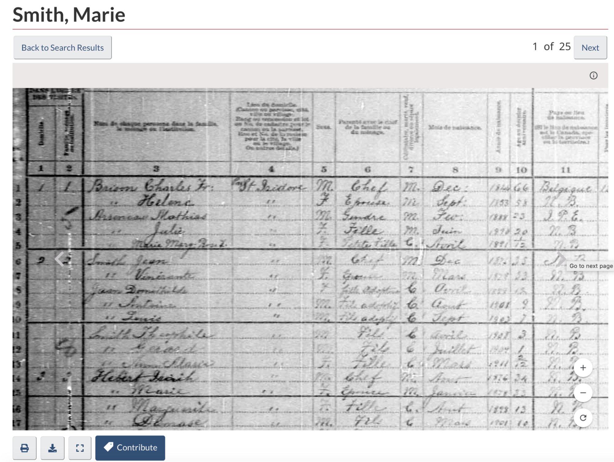 Scan of Fifth Census of Canada, 1911